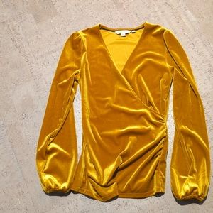 Boden Gold Velour Faux Wrap Top Size 4 New